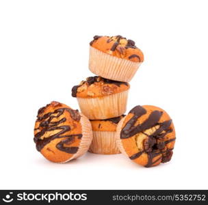 Stacked muffins isolated on white background