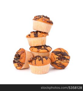 Stacked muffins isolated on white background