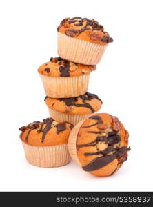 Stacked muffins isolated on white background