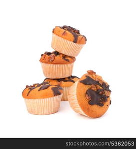 Stacked muffins isolated on white background