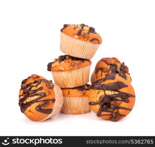 Stacked muffins isolated on white background