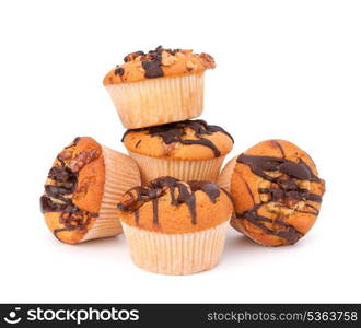 Stacked muffins isolated on white background