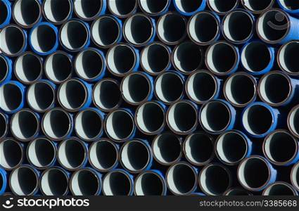 Stacked tubes viewed from an angle