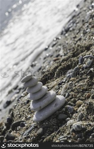 Stacked white sea stones