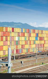 Stacks of containers at the loading port