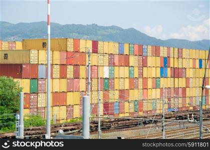 Stacks of containers at the loading port