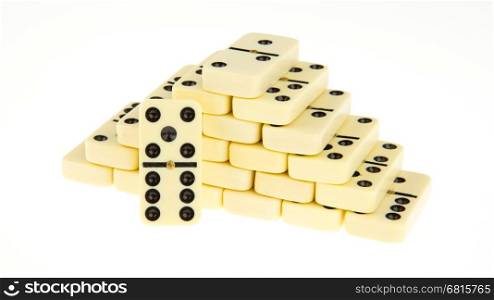 Stacks of dominoes on isolated white background