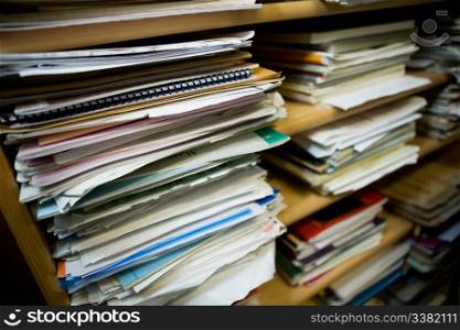 Stacks of old music notes - Shallow depth of field with focus on closest papers