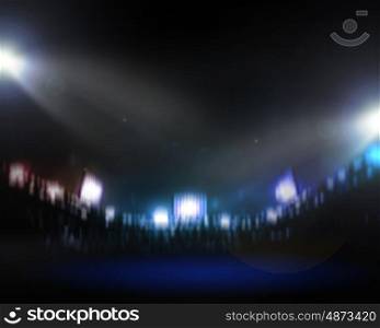 Stadium lights. Image of defocused stadium lights at night
