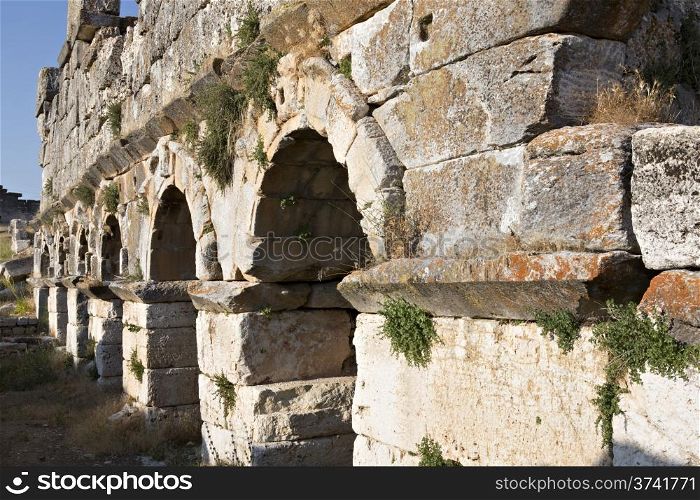 Stadium ruins in Aizanoi. Aizanoi is an ancient city in Kutahya, Turkey