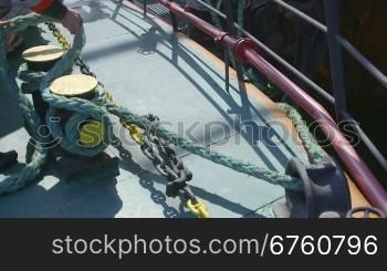 Staff members are transported by ship for a two-week shift at offshore gas production platform in the East-Kazantip field