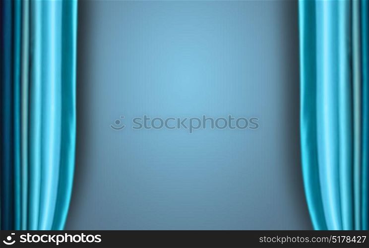 Stage curtain with light and shadow. Cyan color