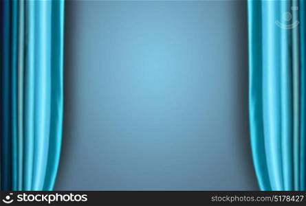 Stage curtain with light and shadow. Cyan color