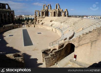 Stage in old roman theater in El-Jem, Tunisia
