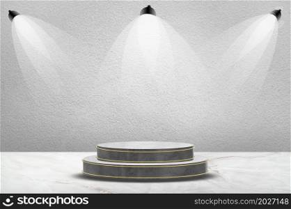 Stage or podium mortar There is a spotlight that shines Searchlighted podium for presentation and award ceremony