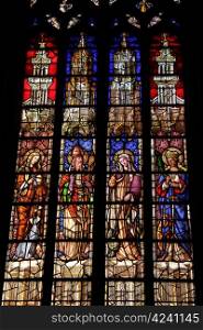 stained glass in a church in Cathedrale Saint-Sauveur d&rsquo;Aix, Aix en Provence