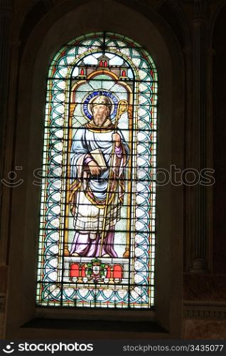 Stained glass in a church in the Provence, France