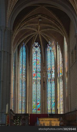 stained glass in catholic church in belgium