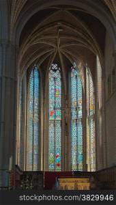 stained glass in catholic church in belgium