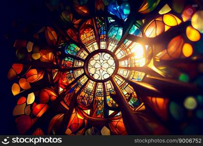 Stained Glass Window.  Generative AI 