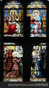 Stained glass window in Eglise Saint-Eustache church, Paris, France