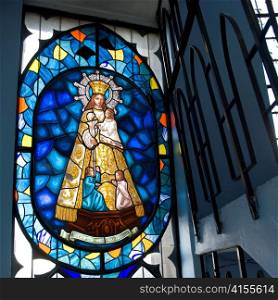 Stained glass window of Virgin Mary, Virgin Mary Of Quito, Panecillo Hill, Quito, Ecuador