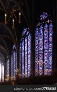 Stained glass windows in Sainte Chapelle Paris, France