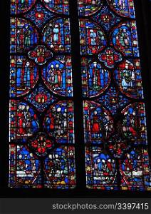 Stained glass windows in Sainte Chapelle Paris, France