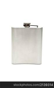 Stainless hip flask isolated on white background. Stainless hip flask isolated