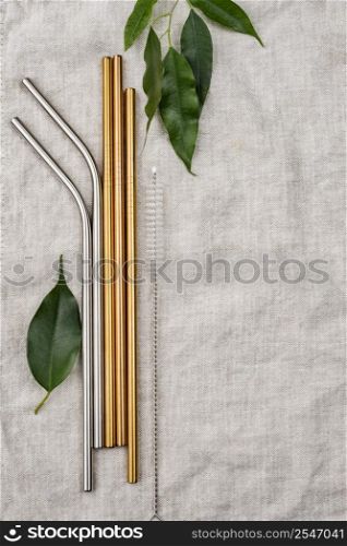 stainless metallic straws leaf