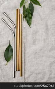 stainless metallic straws leaf