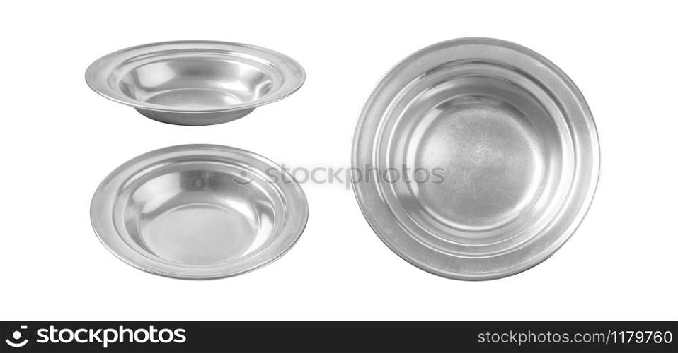 Stainless plate on white background. With clipping path