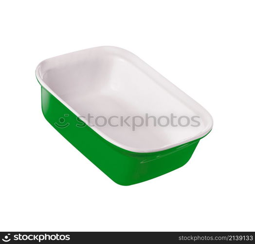 Stainless rectangle food plate on white background. Stainless rectangle food plate on white