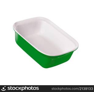 Stainless rectangle food plate on white background. Stainless rectangle food plate on white