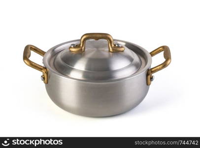 Stainless saucepan isolated on white background. Stainless saucepan on white