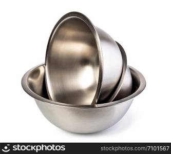 Stainless steel bowl. Isolated on white background. Stainless steel bowl