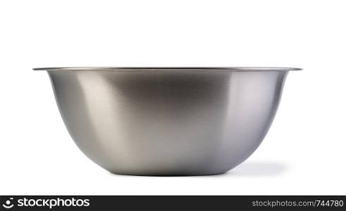 Stainless steel bowl. Isolated on white background. Stainless steel bowl
