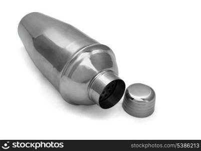 stainless steel cocktail shaker isolated on white