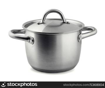 Stainless steel cooking pan isolated on white