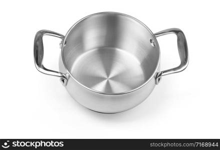 Stainless steel cooking pot isolated over white background with clipping path