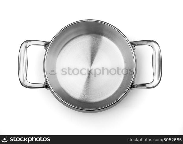 Stainless steel cooking pot isolated over white background with clipping path