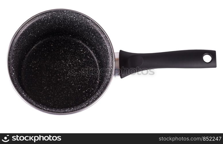 Stainless steel cooking pot isolated over white background with clipping path