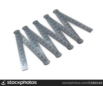 stainless steel folding ruler isolated on white