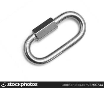 Stainless steel karabiner hook with twist lock isolated on white
