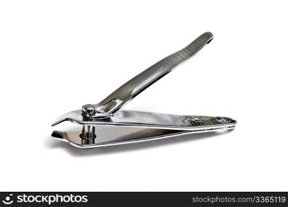 stainless steel nail clippers isolated on white background