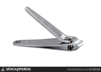 stainless steel nail clippers isolated on white background