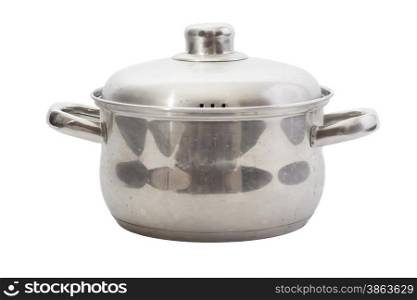Stainless steel pot. Isolated on white background