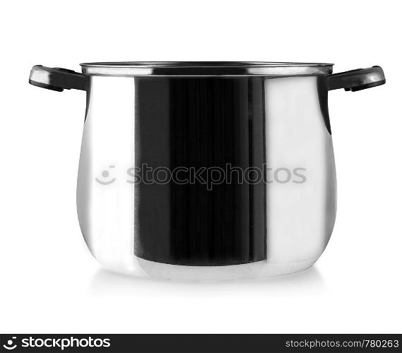 Stainless steel pot isolated on white background with clipping path