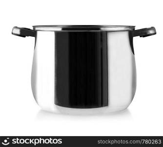 Stainless steel pot isolated on white background with clipping path