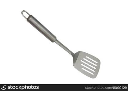 Stainless Steel spade of frying pan, flipper, kitchenware isolated on white background